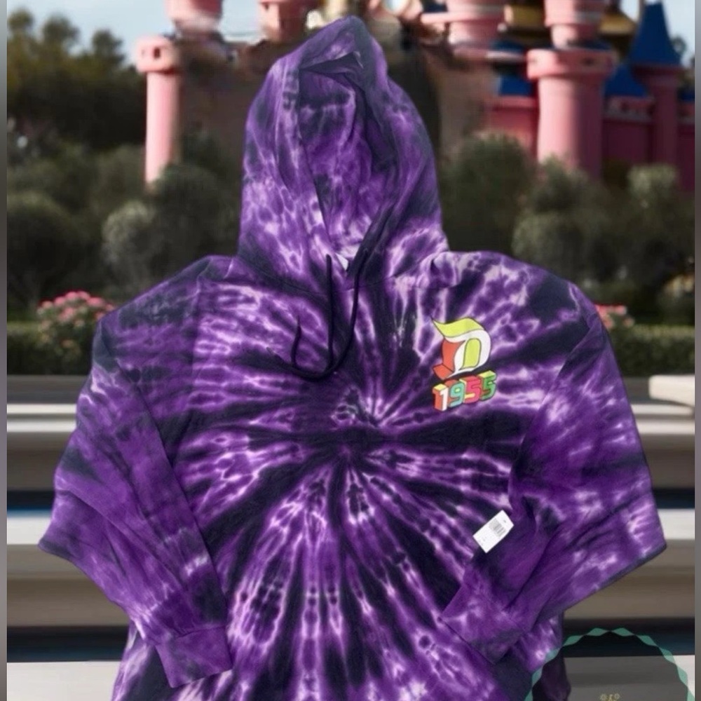 Disneyland Resort Purple Tie-dye Sweatshirt 1955 Disney Parks Hoodie Sz S